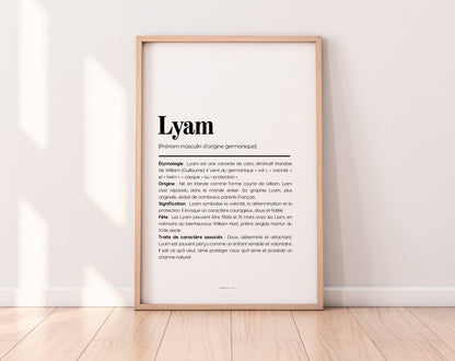 Affiche prénom Lyam à imprimer FLTM