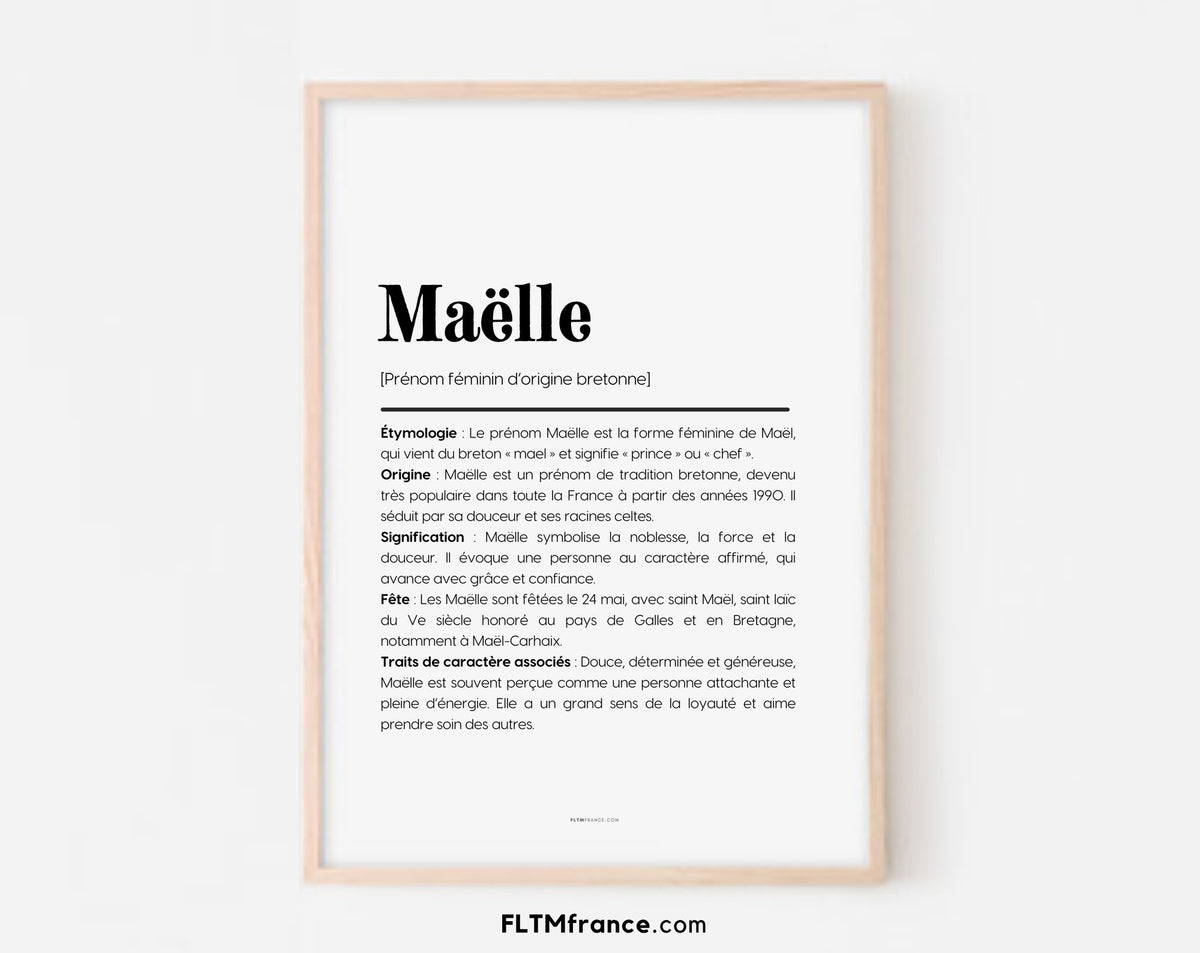 Affiche prénom Maëlle à imprimer FLTM