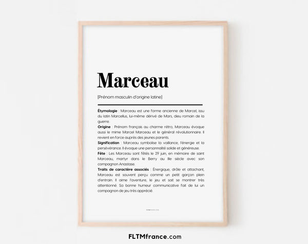 Affiche prénom Marceau à imprimer