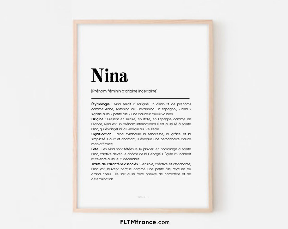 Affiche prénom Nina à imprimer FLTM