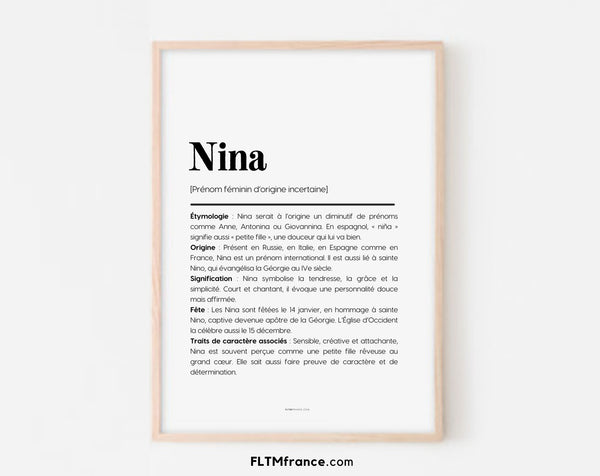 Affiche prénom Nina à imprimer