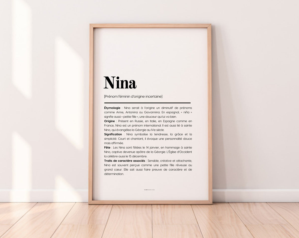 Affiche prénom Nina à imprimer FLTM