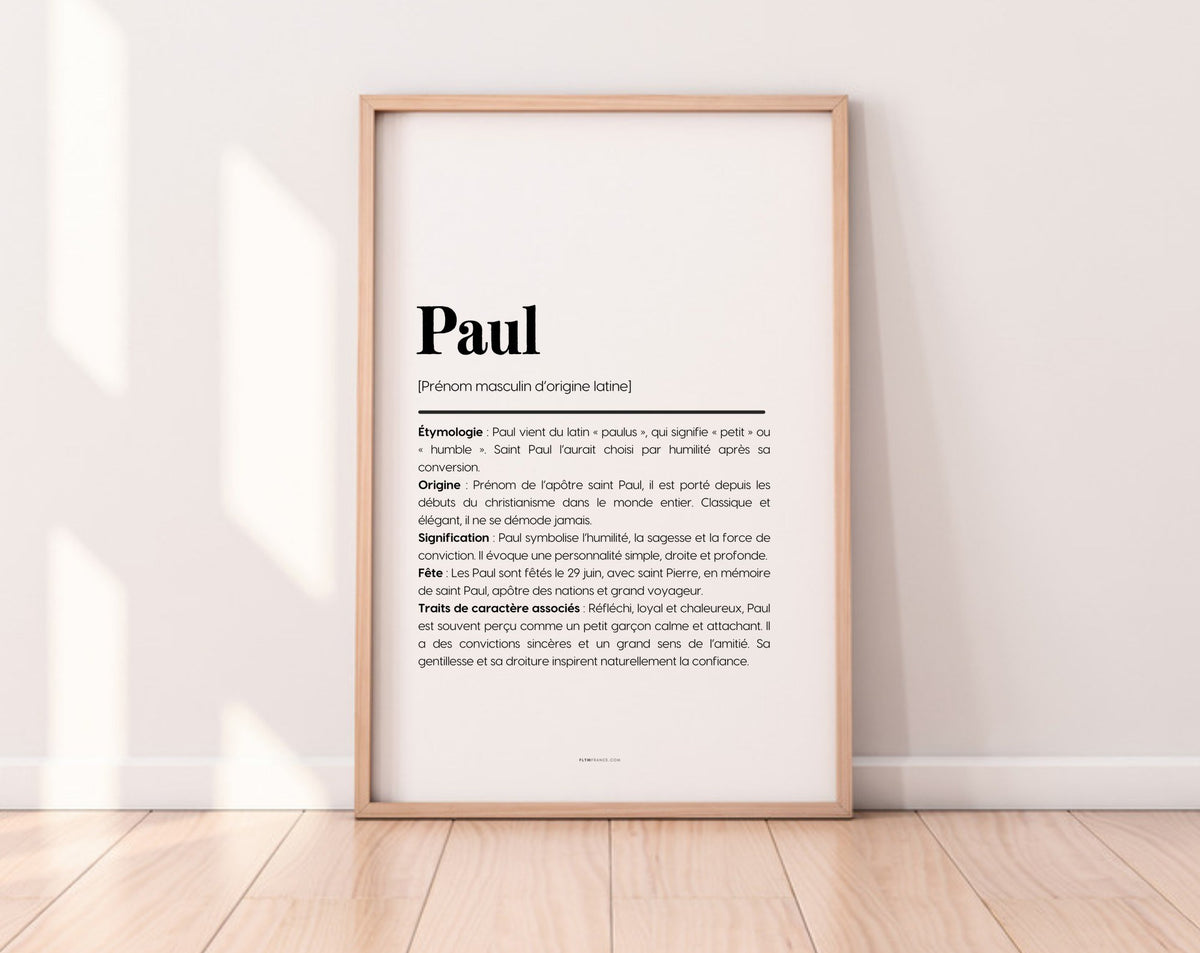 Affiche prénom Paul à imprimer FLTM