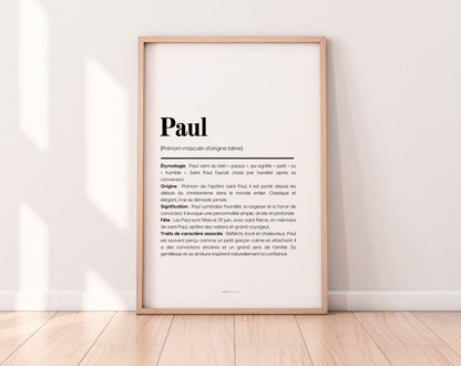 Affiche prénom Paul à imprimer FLTM