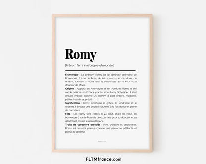 Affiche prénom Romy à imprimer FLTM