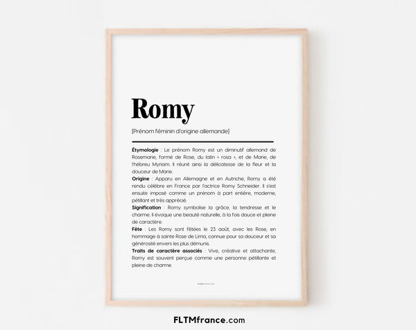 Affiche prénom Romy à imprimer