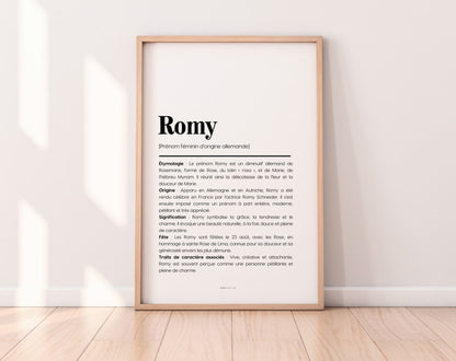 Affiche prénom Romy à imprimer FLTM
