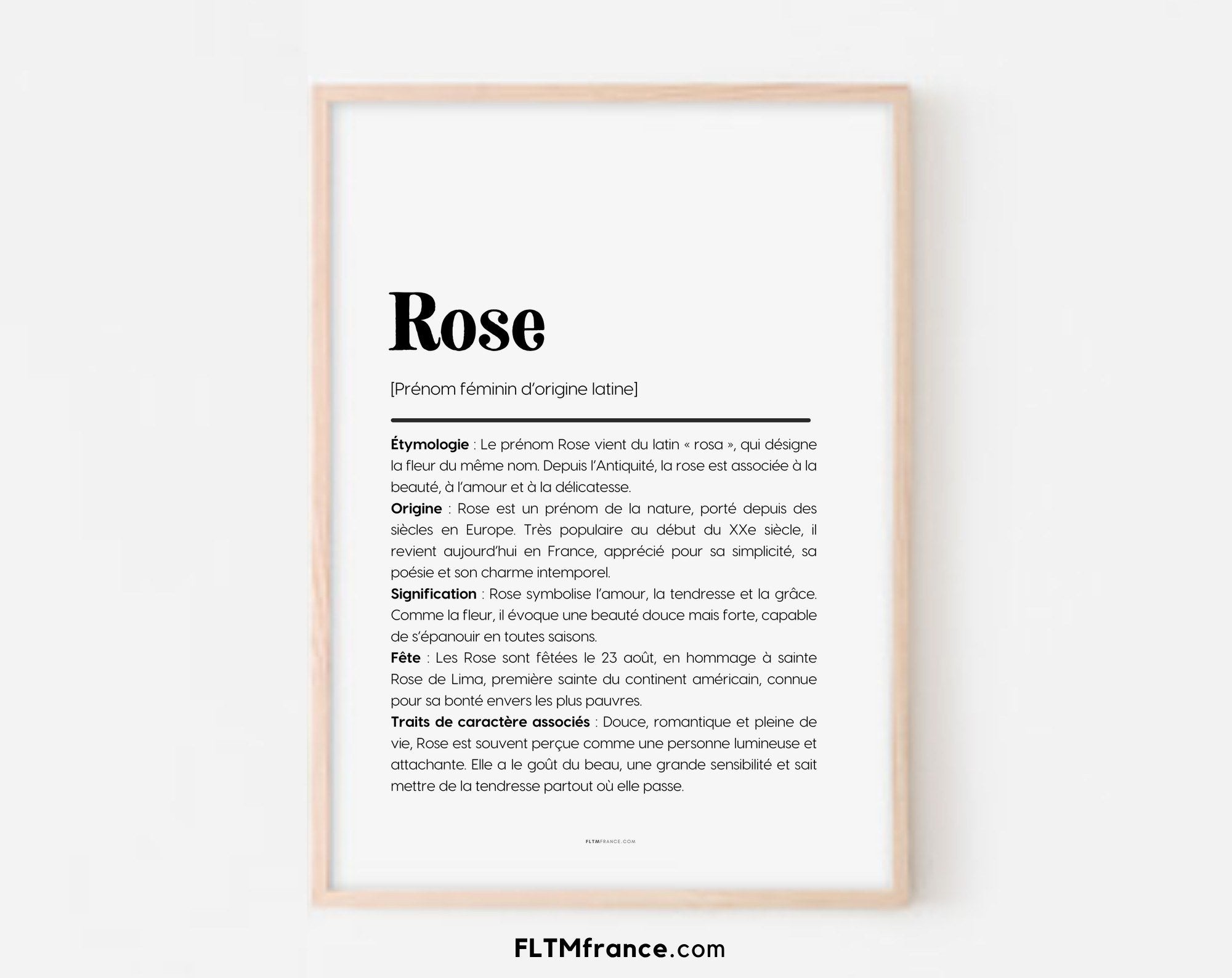 Affiche prénom Rose à imprimer, signification | FLTM