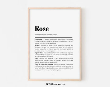 Affiche prénom Rose à imprimer FLTM