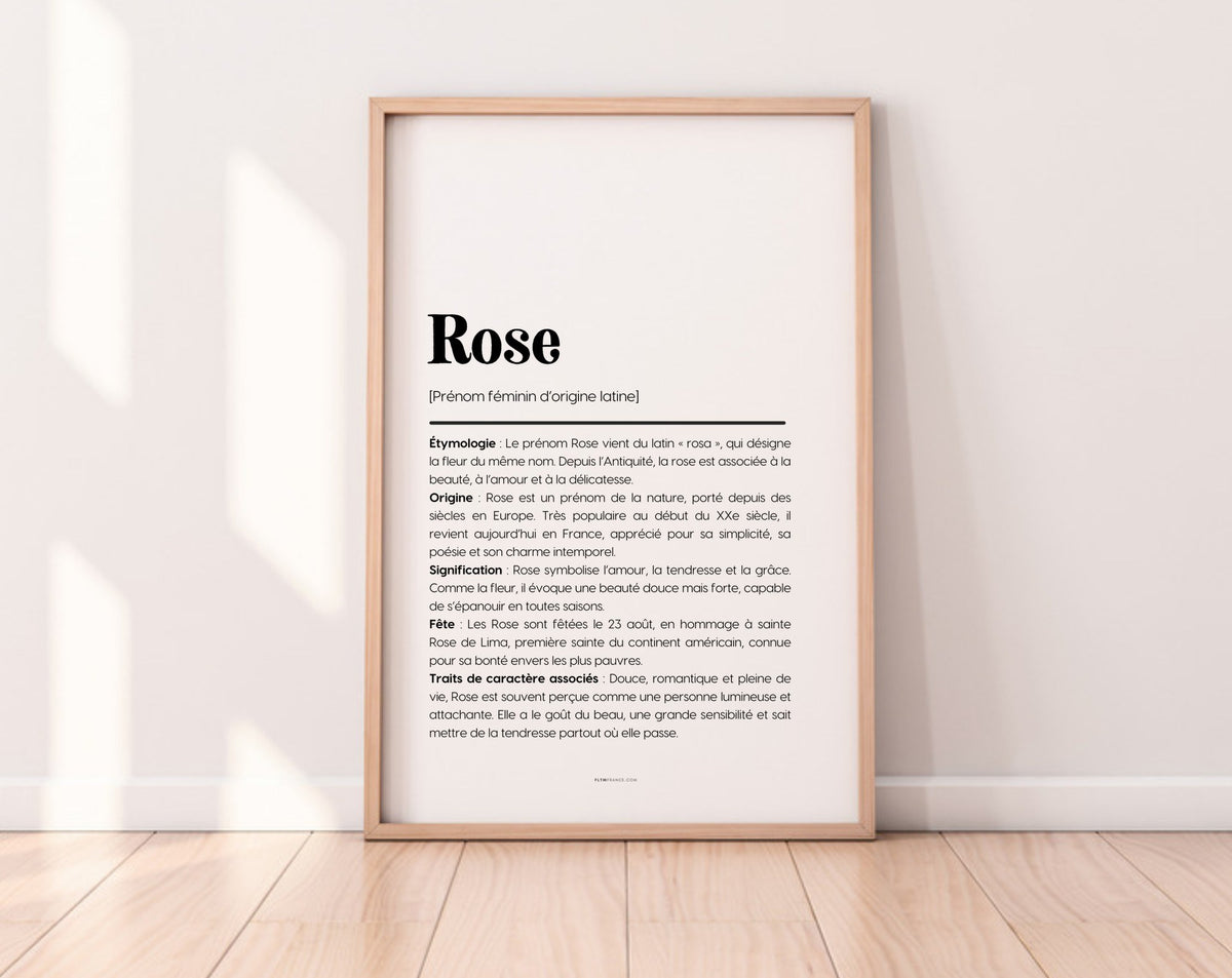 Affiche prénom Rose à imprimer FLTM