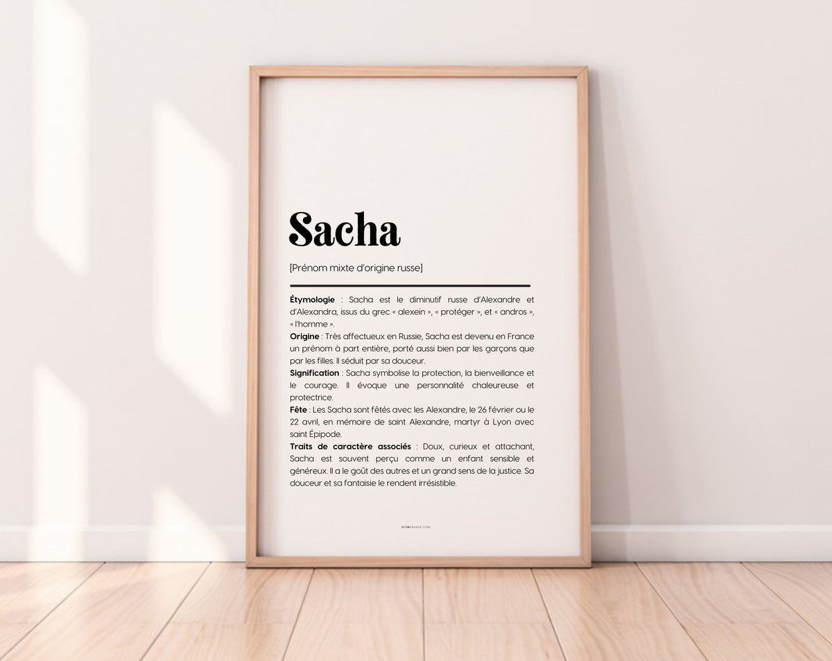 Affiche prénom Sacha à imprimer FLTM