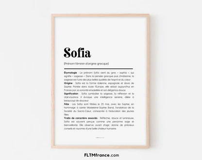 Affiche prénom Sofia à imprimer FLTM