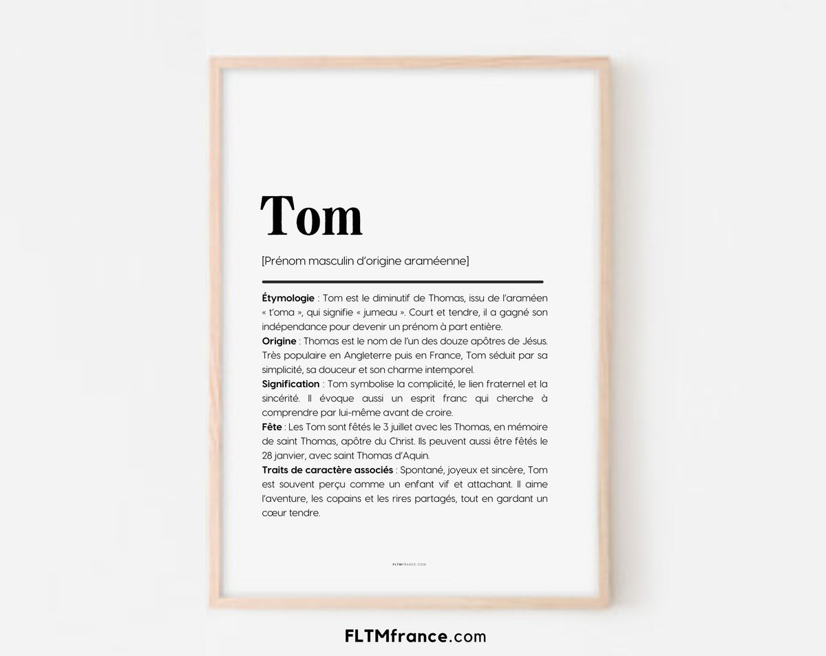 Affiche prénom Tom à imprimer FLTM