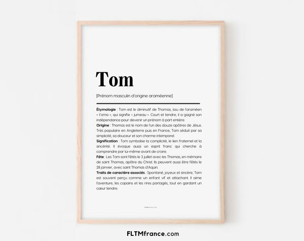 Affiche prénom Tom à imprimer