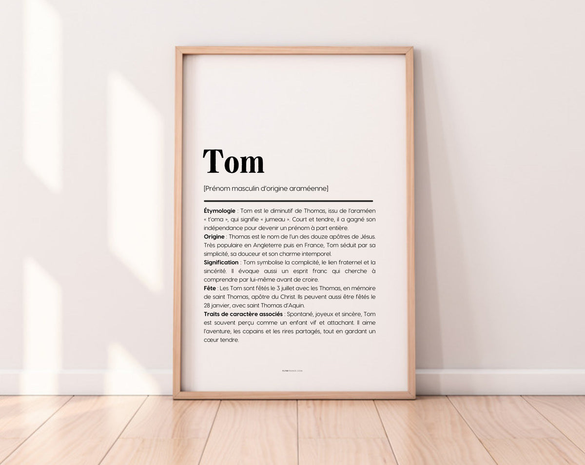Affiche prénom Tom à imprimer FLTM