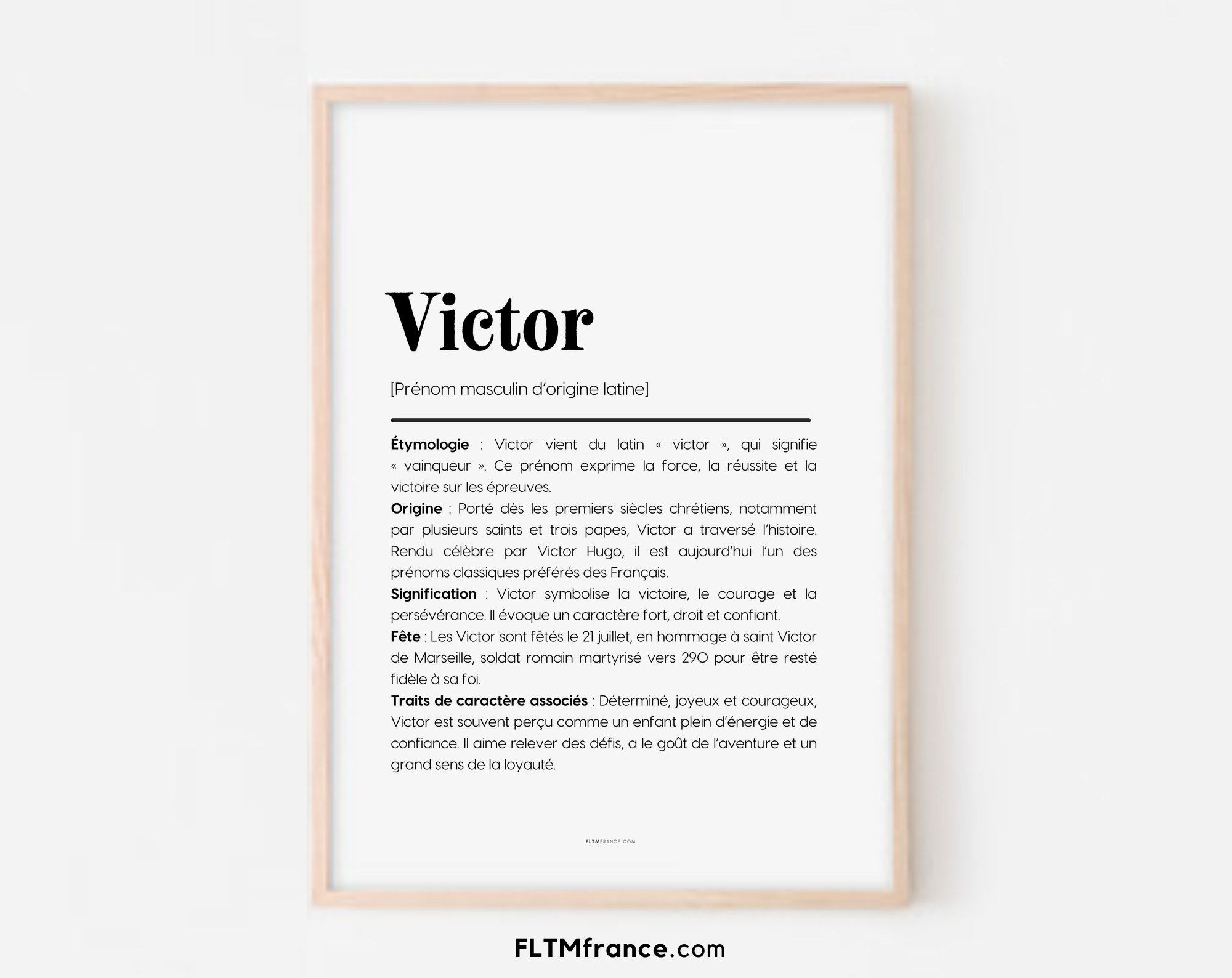 Affiche prénom Victor à imprimer, signification | FLTM
