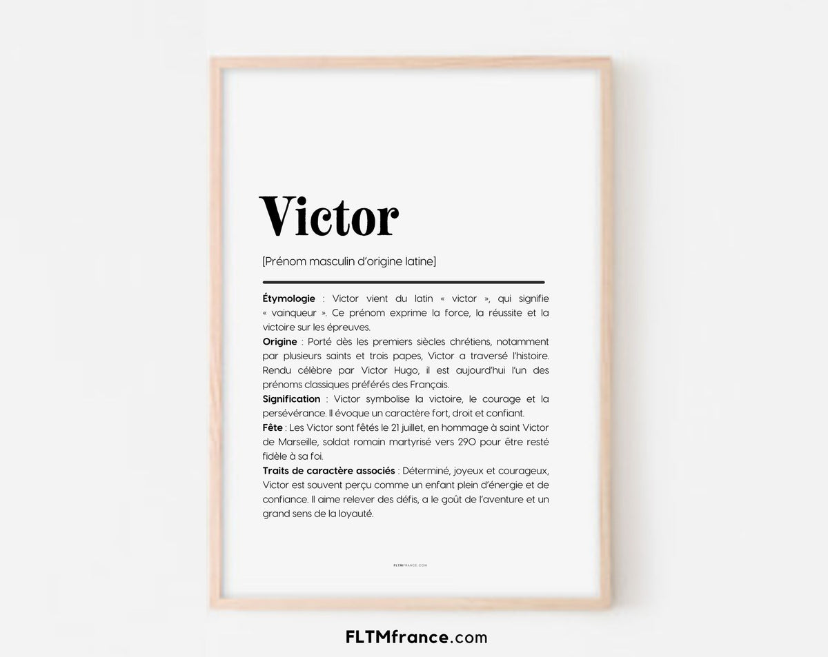 Affiche prénom Victor à imprimer FLTM