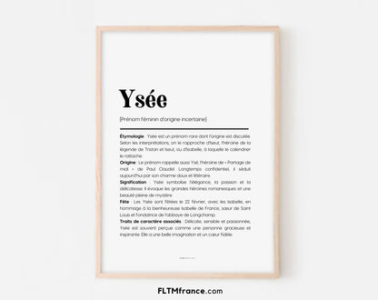 Affiche prénom Ysée à imprimer FLTM