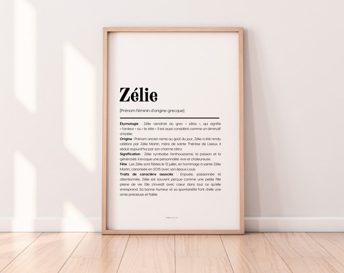 Affiche prénom Zélie à imprimer FLTM