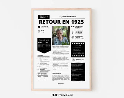 Affiche rétrospective année 1925 - Cadeau personnalisé FLTMfrance