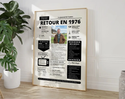 Affiche rétrospective année 1976 - Cadeau personnalisé 50 ans FLTM