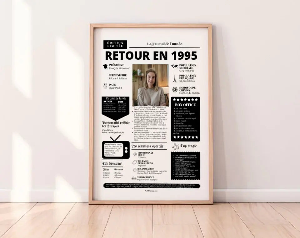 Affiche rétrospective année 1995 - Cadeau personnalisé FLTMfrance