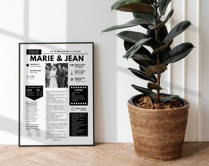 Affiche rétrospective anniversaire de mariage - Cadeau personnalisé pour couple FLTMfrance