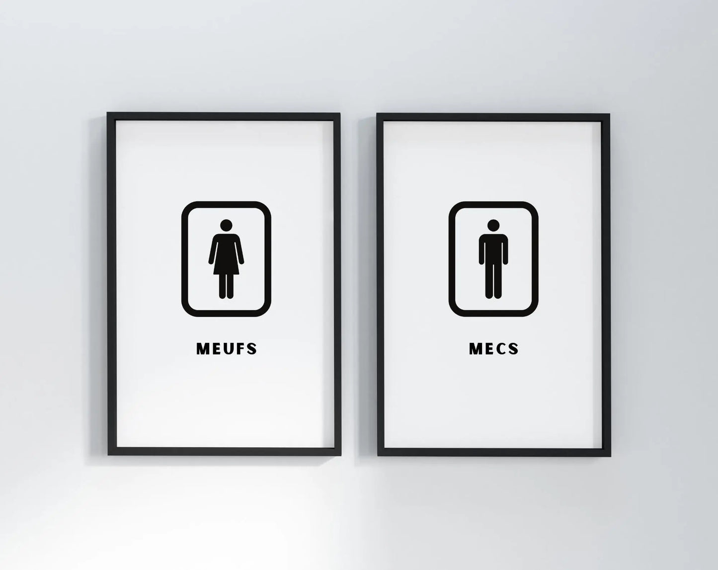 Affiche toilettes Meufs et Mecs - Poster humour WC FLTMfrance