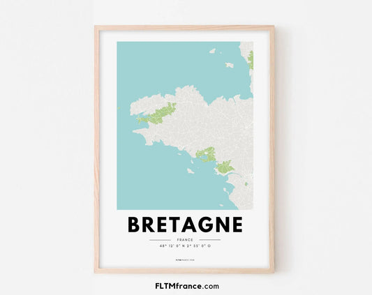 Affiche carte Bretagne - Région de France FLTMfrance