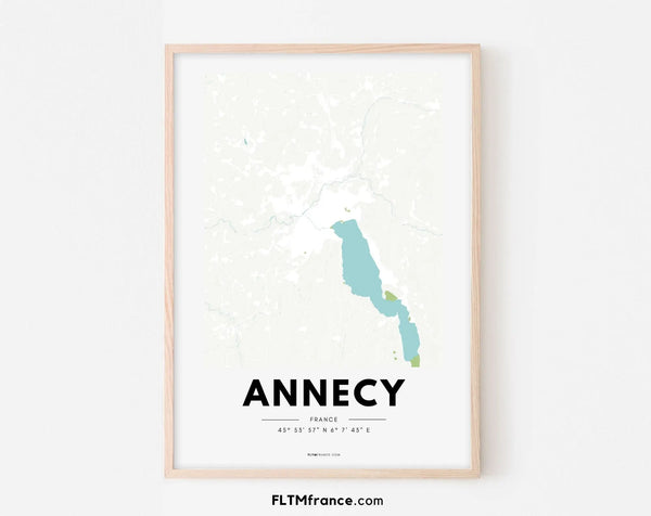 Affiche carte Annecy - Villes de France
