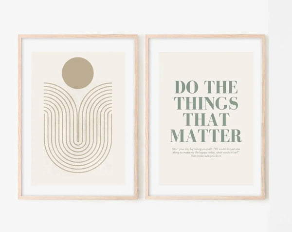 Affiches Do the things that Matter - Citation rétro en beige et vert