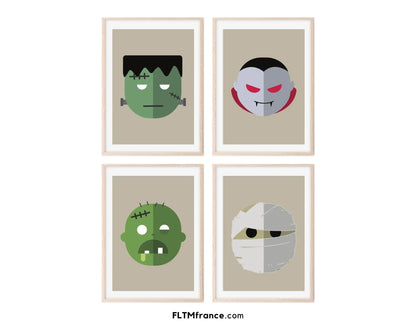 Affiches Halloween pour enfants momie, vampire, zombie... - Décoration Halloween FLTMfrance