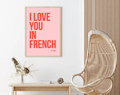 Affiches I love you in - Affiche typographique FLTMfrance