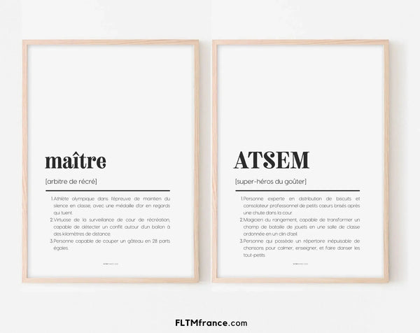 Affiches définition maître et ATSEM - Affiche définition humour