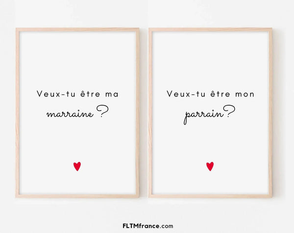 Affiches Demande Parrain et Marraine à imprimer - Annonce originale