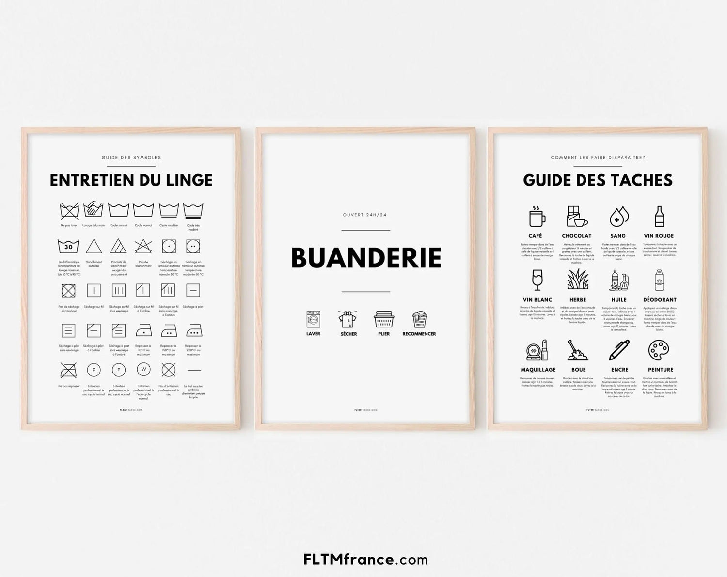 Affiches éducatives pour Buanderie, Entretien du Linge et Guide des Tâches FLTMfrance