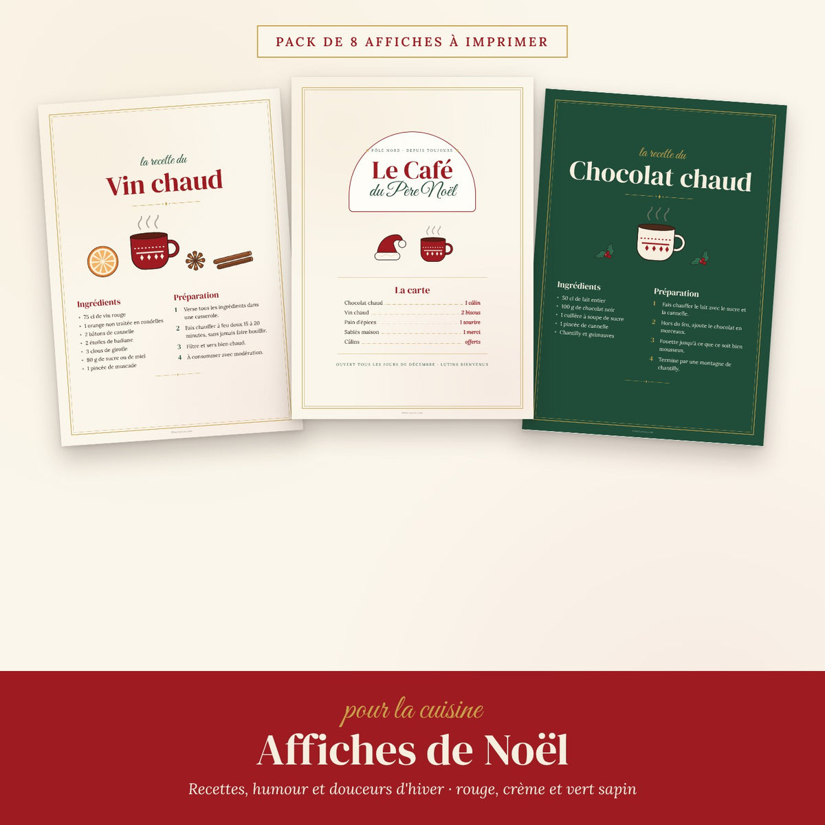 Pack affiches de Noël pour la cuisine à imprimer - FLTM