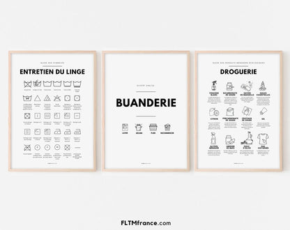 Affiches pratiques pour Buanderie  : buanderie, droguerie et entretien du linge FLTMfrance