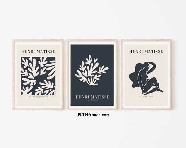 Affiches style Henri Matisse Bleu roi foncé- Affiche de musée