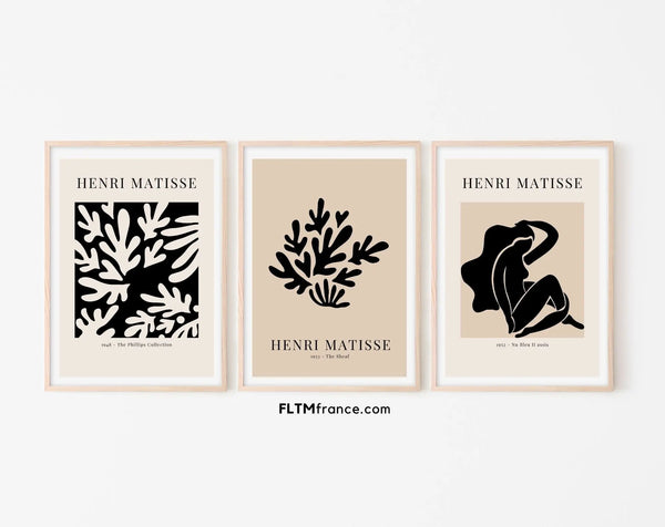 Affiches style Henri Matisse Noir et beige - Affiche de musée