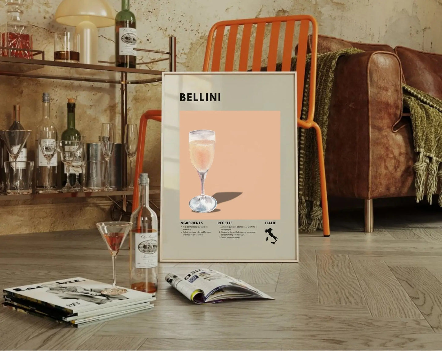 Bellini - Affiche recette de cocktail FLTMfrance