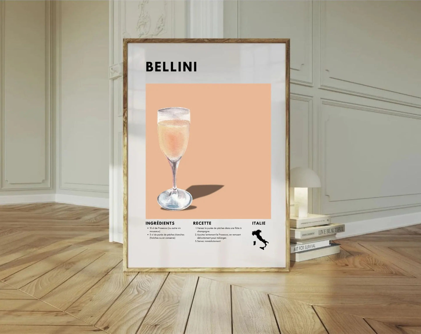 Bellini - Affiche recette de cocktail FLTMfrance