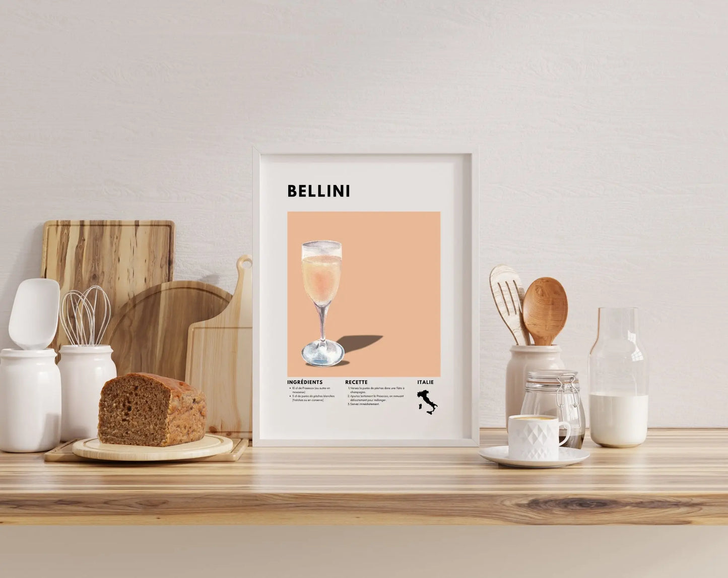 Bellini - Affiche recette de cocktail FLTMfrance