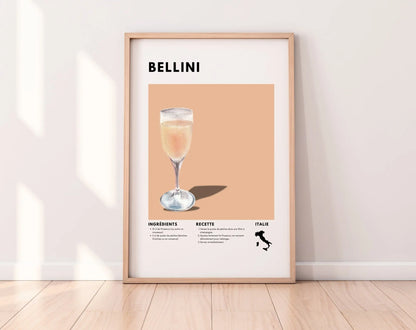 Bellini - Affiche recette de cocktail FLTMfrance