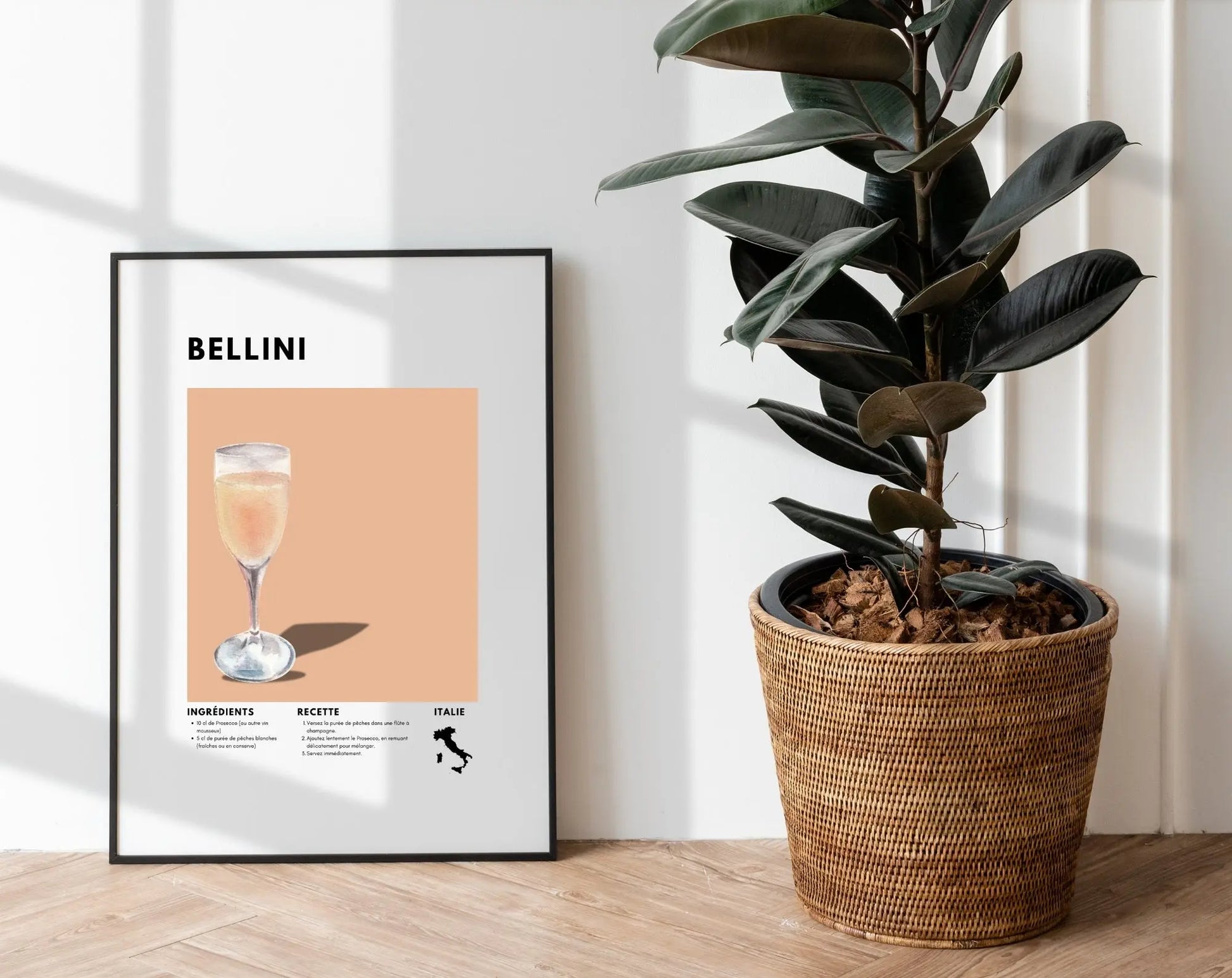 Bellini - Affiche recette de cocktail FLTMfrance