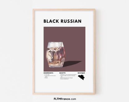 Black Russian - Affiche recette de cocktail FLTMfrance