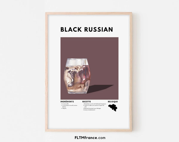 Affiche Black Russian - Affiche recette de cocktail