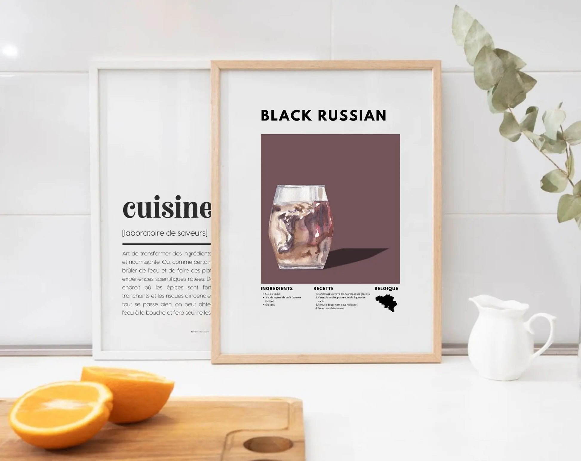 Black Russian - Affiche recette de cocktail FLTMfrance