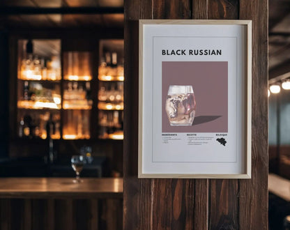 Black Russian - Affiche recette de cocktail FLTMfrance