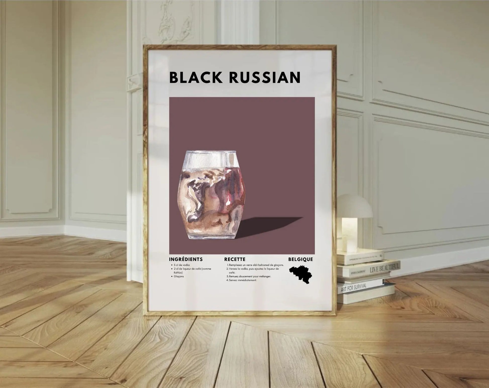 Black Russian - Affiche recette de cocktail FLTMfrance